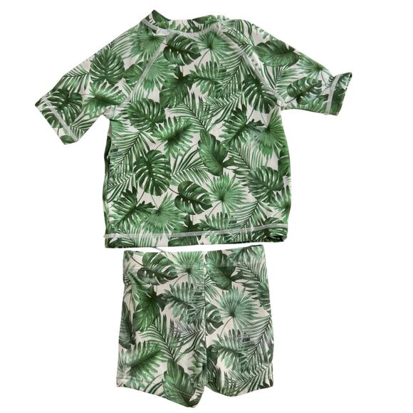 Janie and Jack Baby Palm Leaf Rash Guard Swim Set Size 6-12 Months Green - Picture 6 of 8